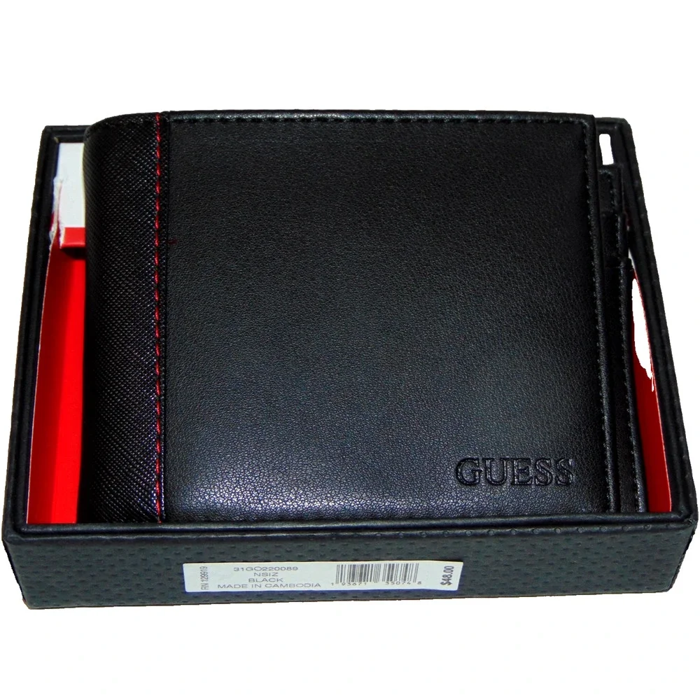 GUESS Men’s Black RFID Bifold Passcase Wallet Boxed NWT